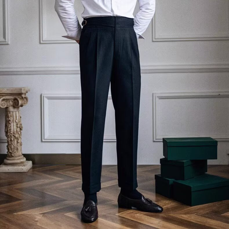 Classic Fit Wool Dress Pants for Men with Pleats - Luxivelle