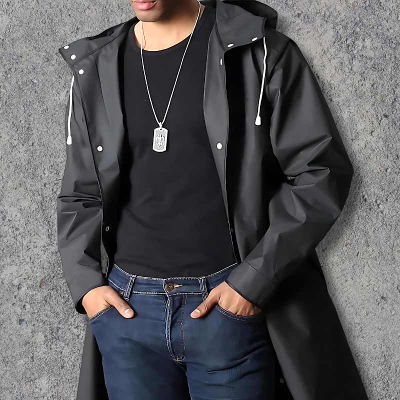 Waterproof Breathable Men's Long Rain Jacket - Luxivelle