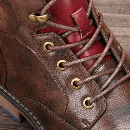 Men's Leather Boots with Side Zipper and Non - Slip Sole - Lexians