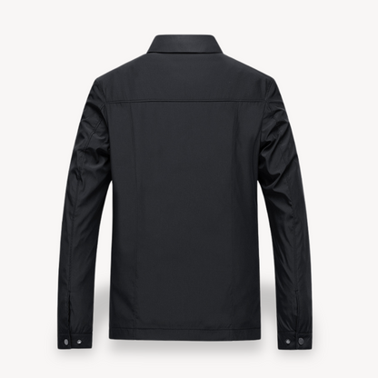 Men's lightweight cotton jacket with checkered lining, breathable fabric, functional pockets, ideal for smart-casual wear.