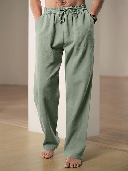 "Men's lightweight relaxed fit lounge trousers with drawstring waist, breathable fabric, shown in stylish grey tone."