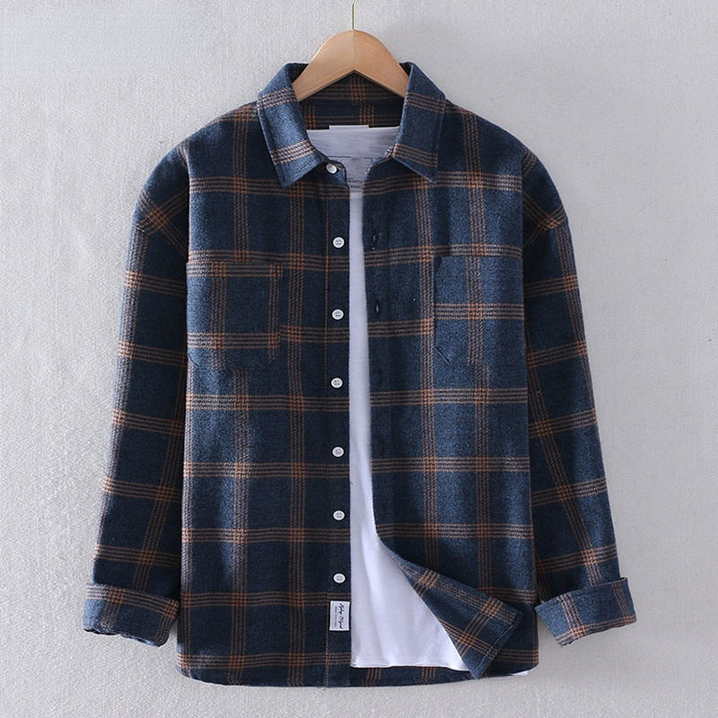 Men's Plaid Flannel Long Sleeve Shirt - Luxivelle