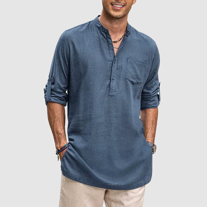 Casual Roll Up Sleeve Mens Shirt - Luxivelle