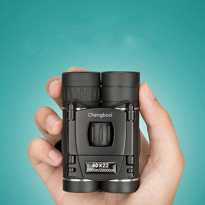 "Men's military-grade HD binoculars, 40x22 magnification, compact design, long-range view, black with anti-slip grip"