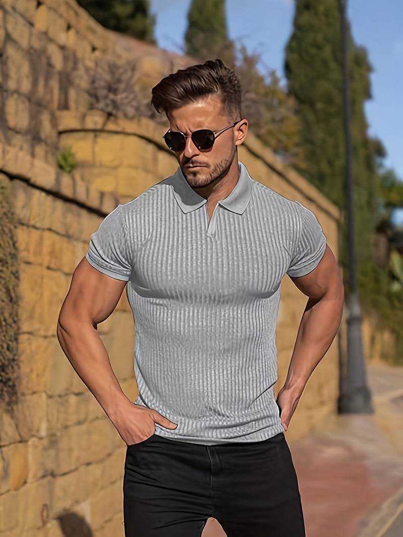 Men's Slim Fit Textured Polo Shirt - Luxivelle