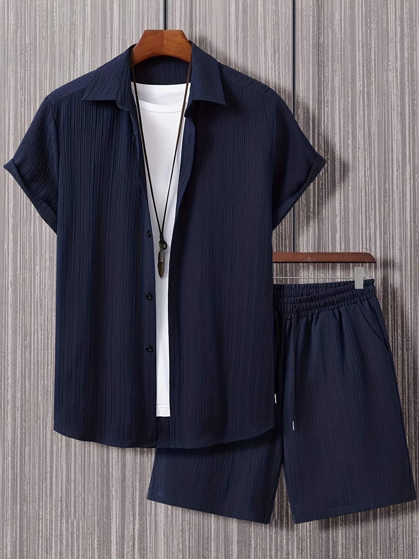 Classic Dark Blue Shirt and Shorts Combo - Luxivelle