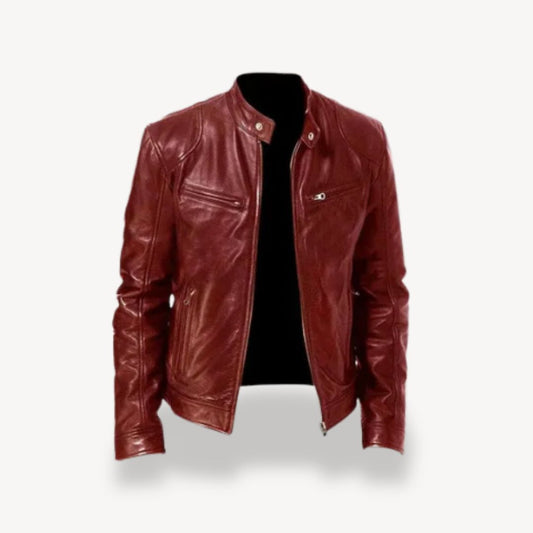 Classic Genuine Leather Biker Jacket - Zip Up Design - Luxivelle