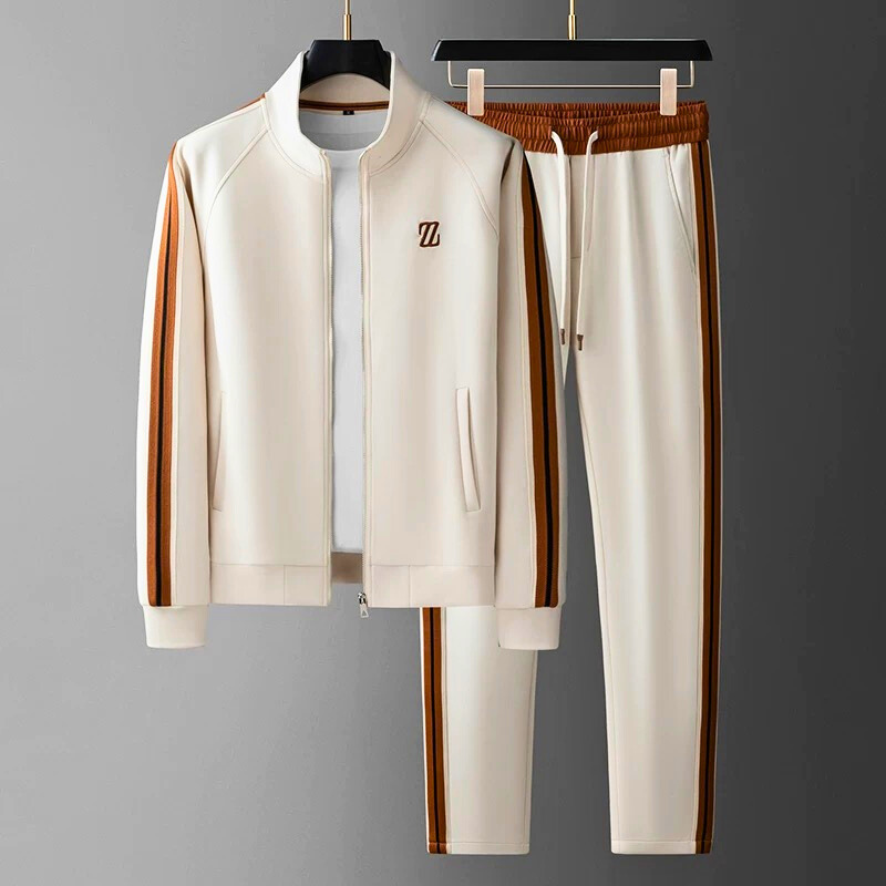 "Men's premium tracksuit set, sleek design, breathable gray fabric, ideal for workouts or lounging, modern comfortable fit"
