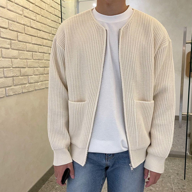 Men's Classic Crew Neck Sweater Jacket - Luxivelle