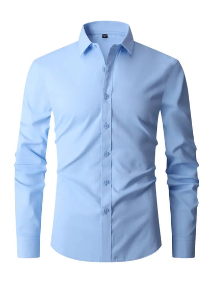 Men's semi-formal long sleeve shirt, structured fit, versatile design, suitable for business and casual occasions.