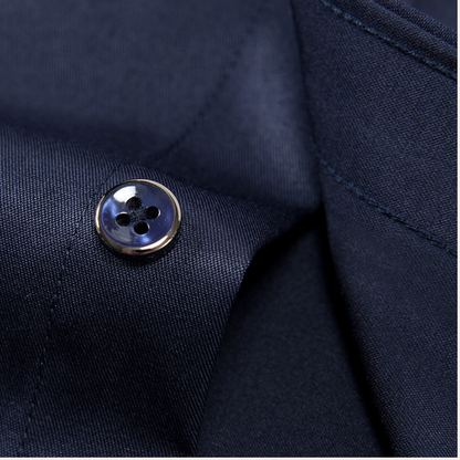 "Men's slim fit business shirt; elegant cotton fabric, sleek silhouette; ideal for office wear and special occasions."