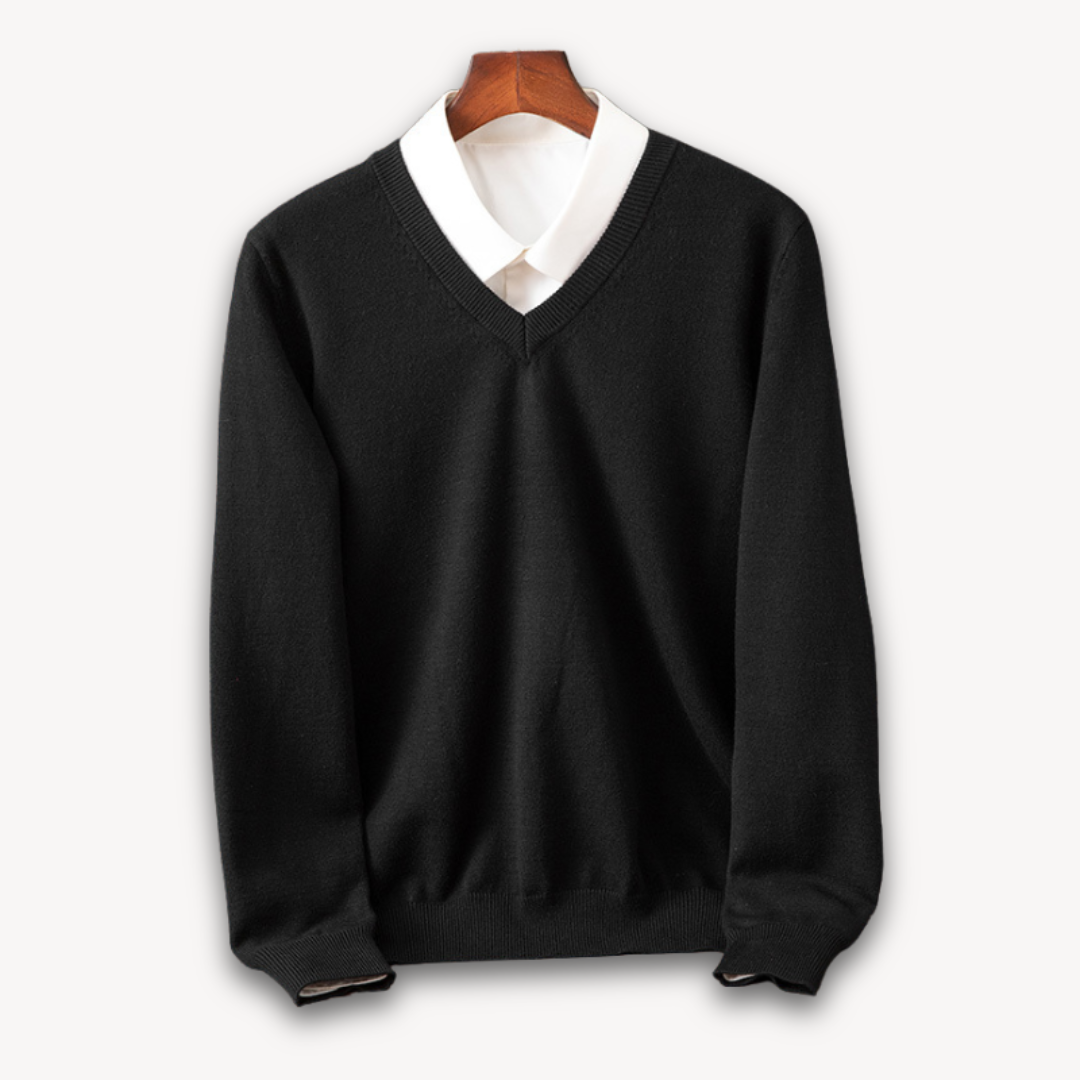 Classic Men's Soft V-Neck Cashmere Sweater - Luxivelle