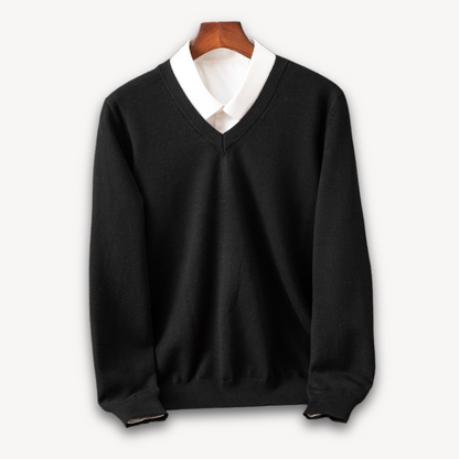 Classic Men's Soft V-Neck Cashmere Sweater - Luxivelle