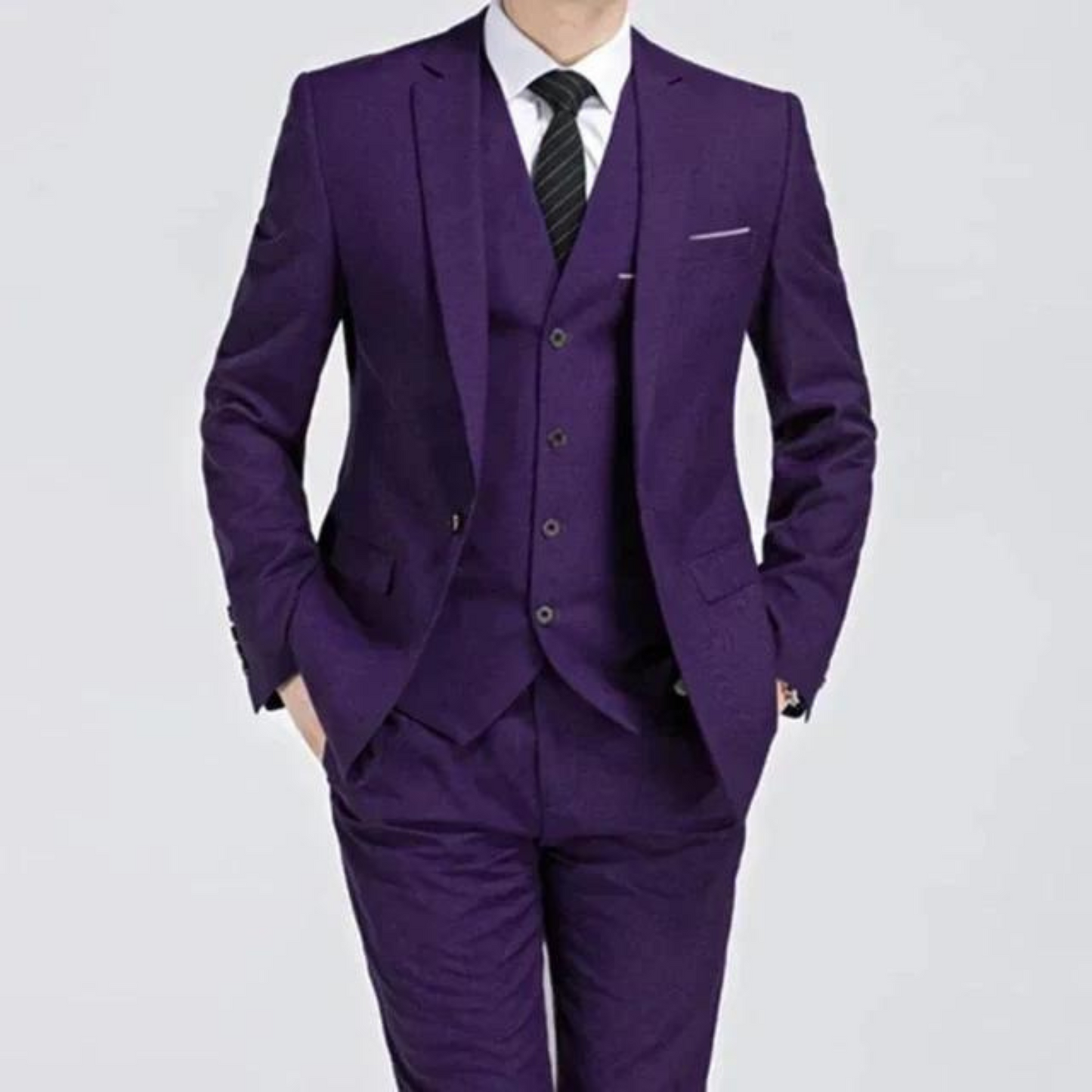 Classic Fit Mens 3 Piece Suit with Lapel Jacket - Luxivelle