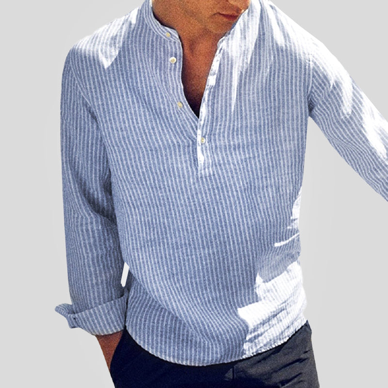 Classic Striped Breathable Long Sleeve Mens Shirt - Luxivelle
