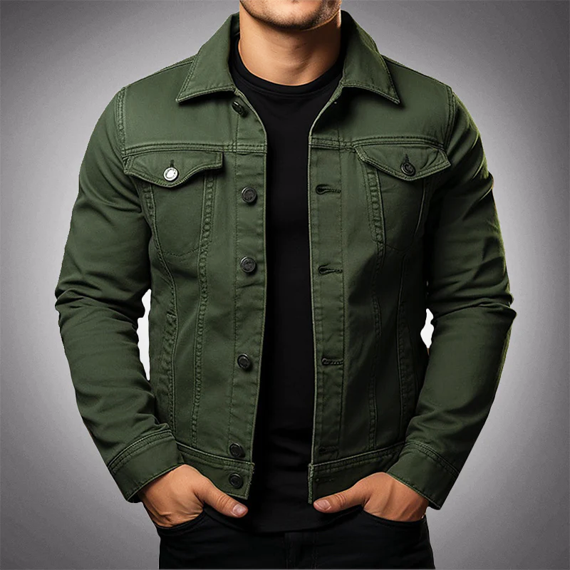 Classic Fit Mens Blue Jean Jacket with Buttons - Luxivelle