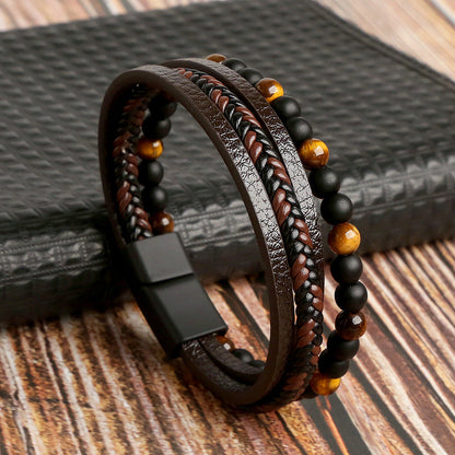 Men's Classic Leather Bangle Set - Trendy Style - Luxivelle