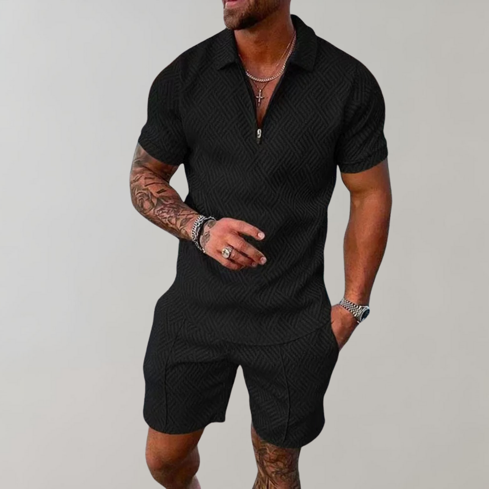 Men's Breathable Golf Polo Shirt and Shorts Combo - Luxivelle