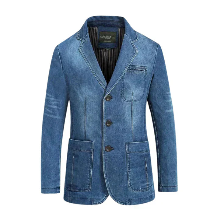 Slim Fit Dark Blue Jeans Jacket - Luxivelle