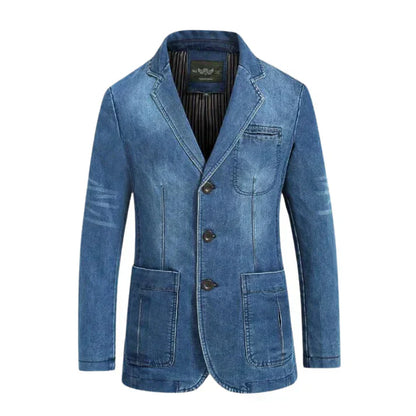 Slim Fit Dark Blue Jeans Jacket - Luxivelle
