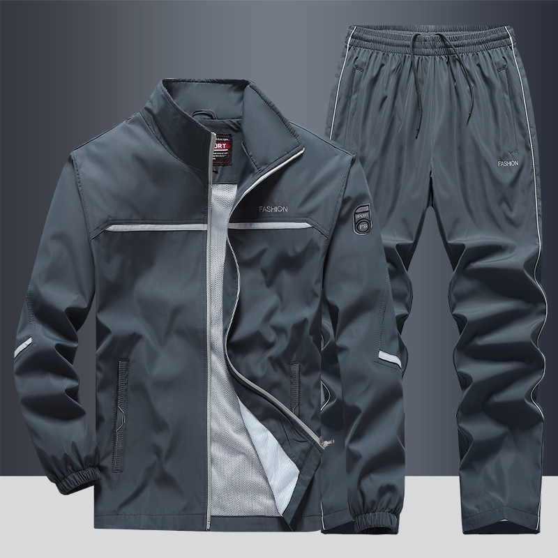 Men's Classic Stripe Jogger Suit with Zip Front - Luxivelle
