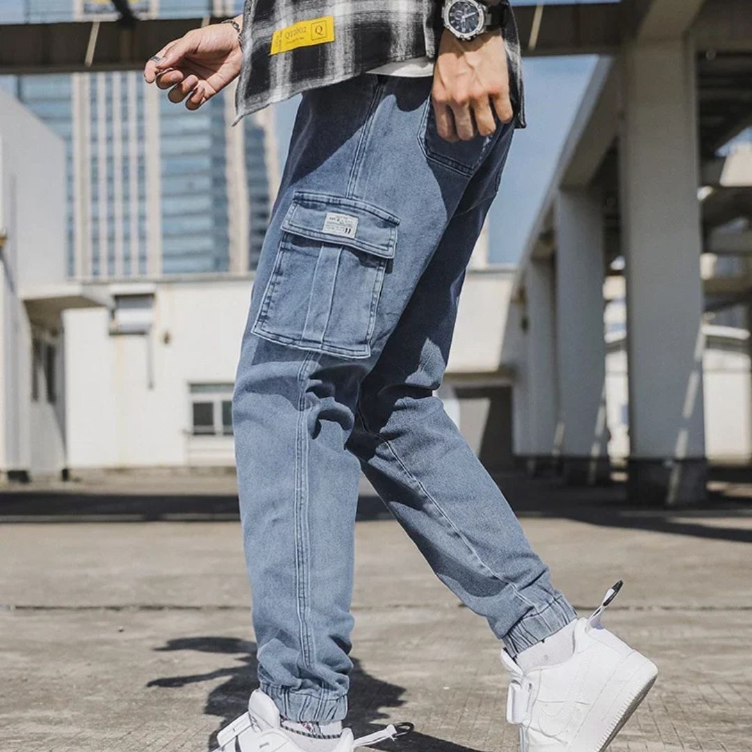 Men's Relaxed Fit Jeans Joggers with Storage Pockets - Luxivelle
