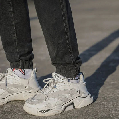 Men's Utility Denim Joggers with Pockets, soft denim, elastic waistband, multiple pockets, versatile casual streetwear pants.