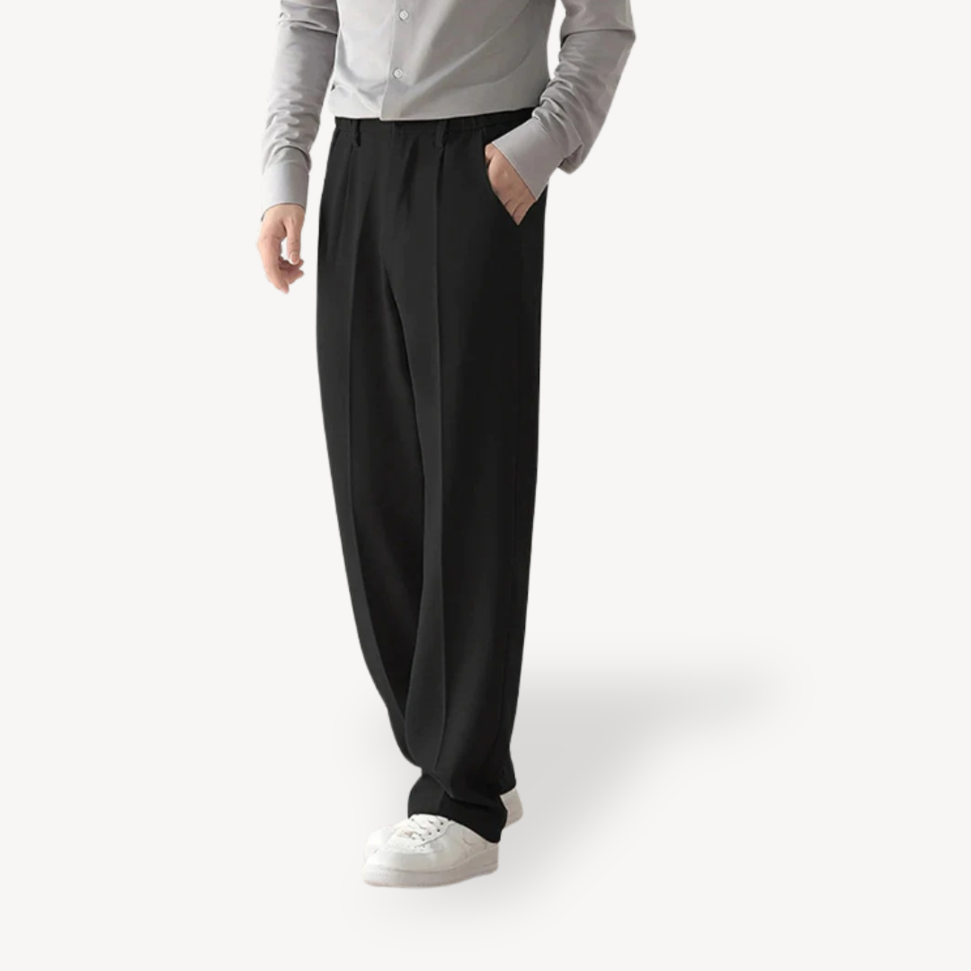 Classic Fit Straight Leg Pants - Black and Khaki - Luxivelle
