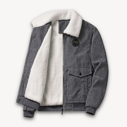 Warm Mens Corduroy Coat with Faux Fur Lining - Luxivelle