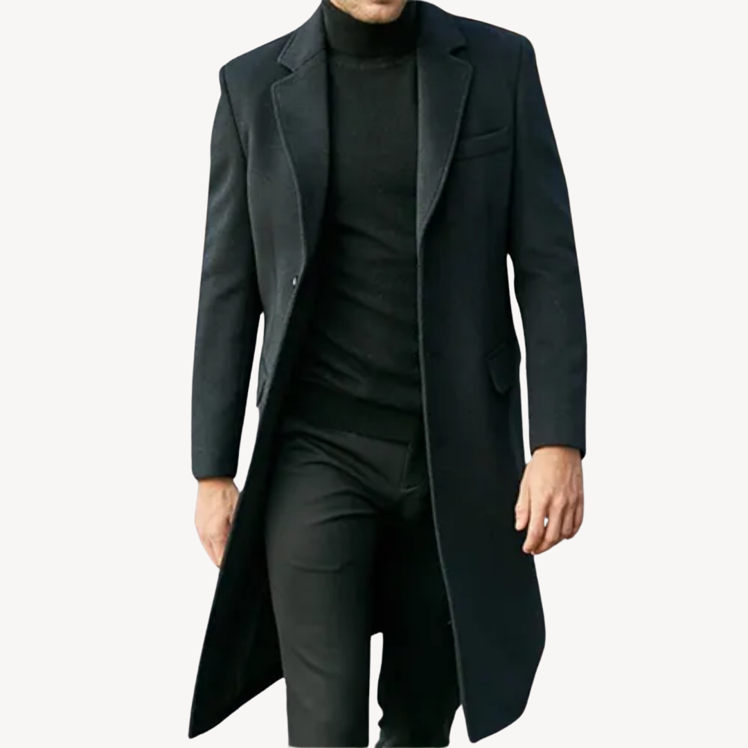 Classic Men's Long Wool Coat - Luxivelle