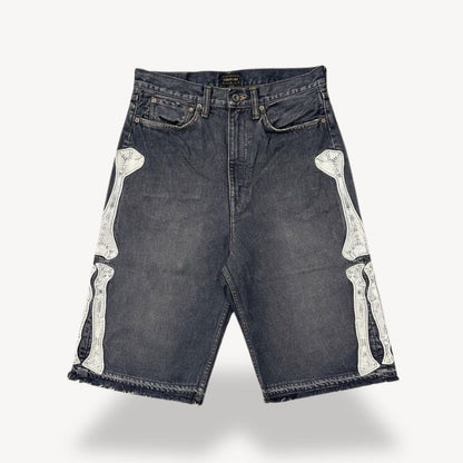 "Men's Y2K Graphic Bermuda Shorts with retro graffiti prints, breathable cotton, streetwear style, vibrant and bold design."