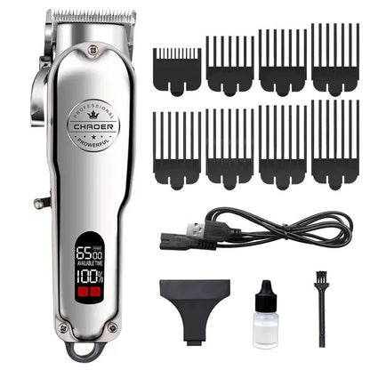 "Metal dog hair clipper with all-metal body, rechargeable, precision pet trimmer for quiet, seamless grooming."