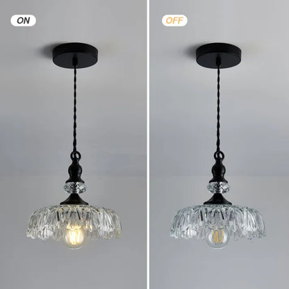 "Mid-century glass pendant light with sleek design, ideal for kitchen island, featuring iron and acrylic materials."