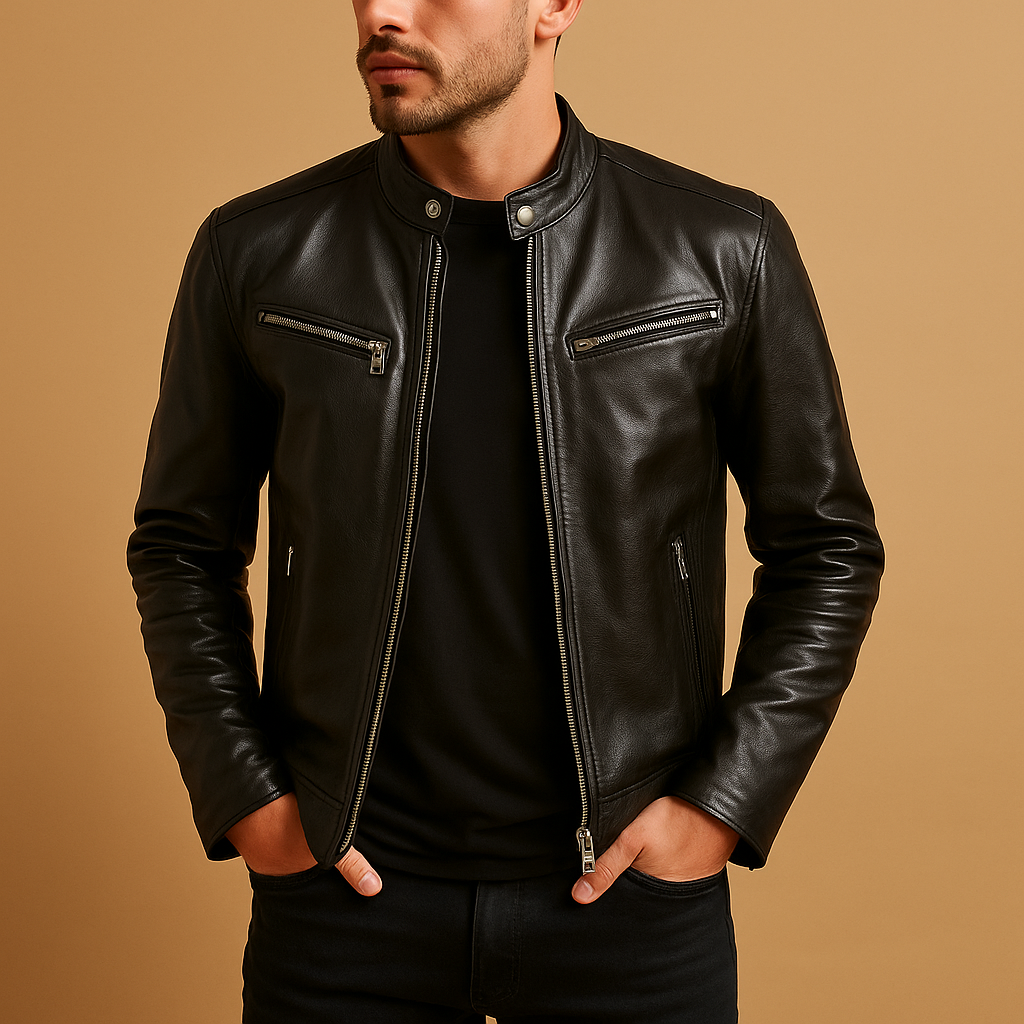 Waterproof Men's Faux Leather Biker Jacket - Luxivelle
