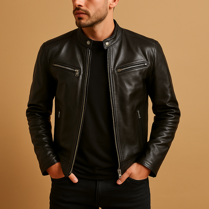 Waterproof Men's Faux Leather Biker Jacket - Luxivelle