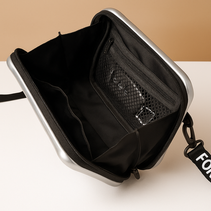 Stylish mini suitcase crossbody bag for women, durable and lightweight, perfect for daily essentials and fashion-forward looks.