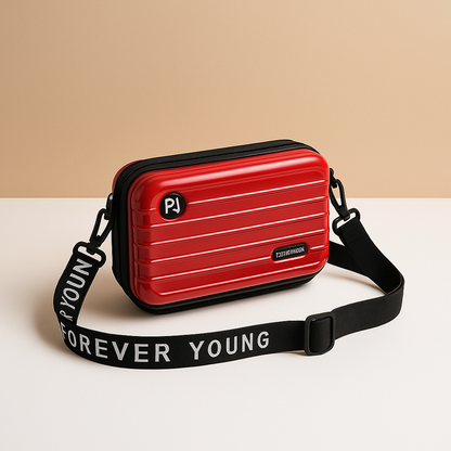 Stylish mini suitcase crossbody bag for women, durable and lightweight, perfect for daily essentials and fashion-forward looks.