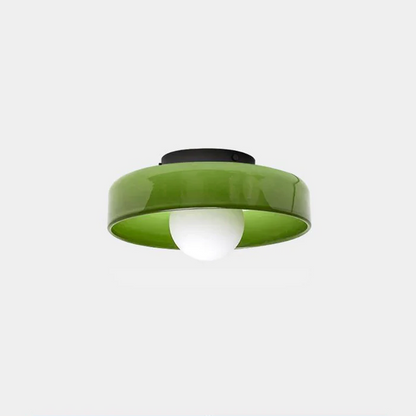 "Minimal flush mount ceiling light with frosted shade, sleek finish, offers soft illumination; ideal for modern and tradition