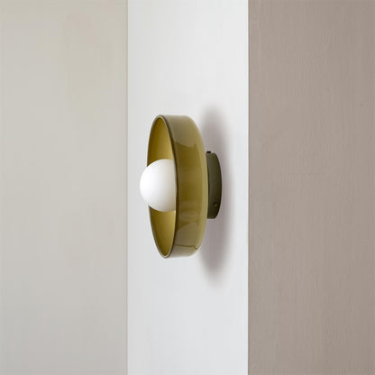 "Minimal flush mount ceiling light with frosted shade, sleek finish, offers soft illumination; ideal for modern and tradition