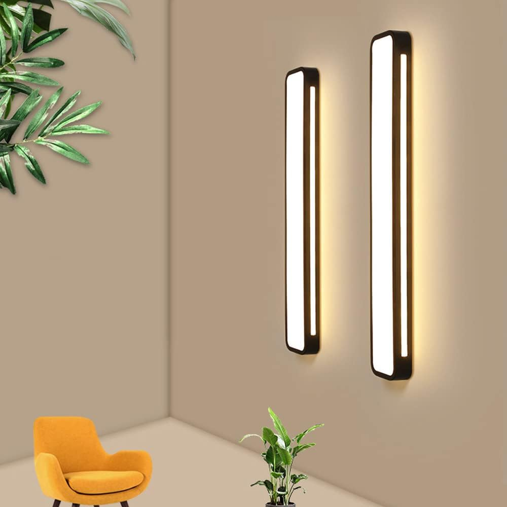 "Minimalist Nordic long LED ceiling light with sleek black finish and modern design for elegant interior lighting"