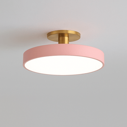 "Minimalist Nordic Macaron LED Ceiling Light in vibrant colors, round design, perfect for modern interior decor."