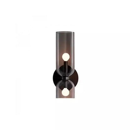 "Modern glass twin wall light with dual glass shades, ideal for stylish interiors, adding elegance and versatile illumination
