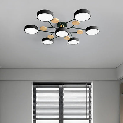 Modern LED ceiling light chandelier with sleek, minimalist design; iron and acrylic materials illuminate living rooms.