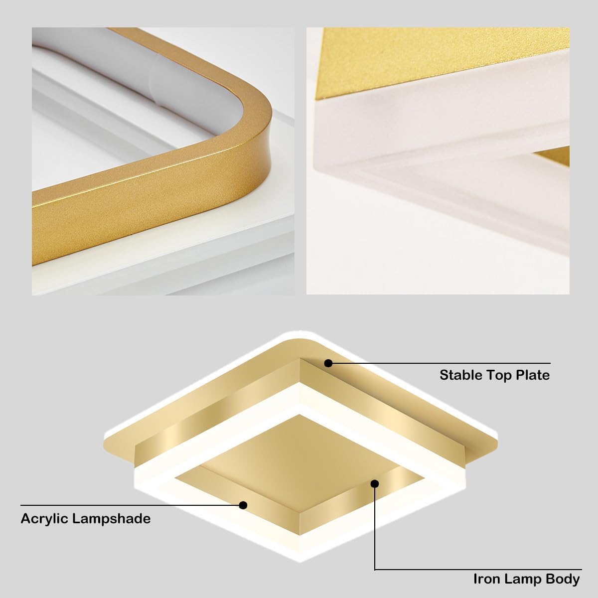"Modern LED ceiling light with sleek square design, black finish, ideal for stylish hallways, emits bright 1920 lumens."