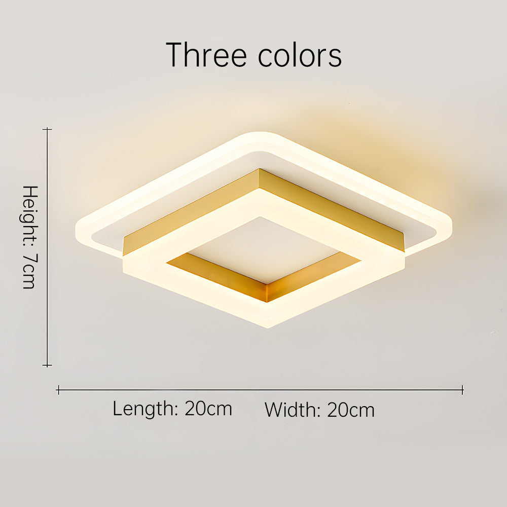 "Modern LED ceiling light with sleek square design, black finish, ideal for stylish hallways, emits bright 1920 lumens."
