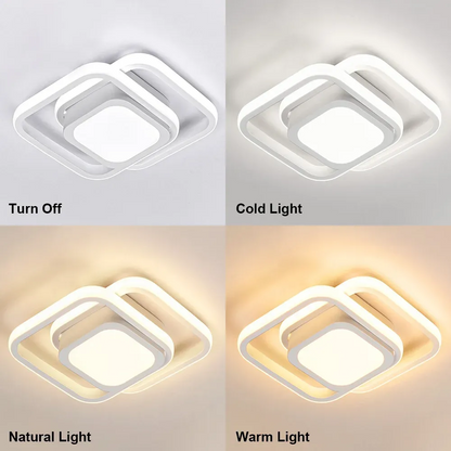 "Modern Minimalist Halo Duo Ceiling Light with a sleek, circular design providing warm, ambient LED illumination."