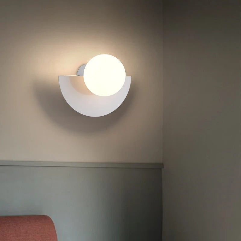 "Modern Nordic semicircle wall lamp in 6 colors, sleek design with touch switch, perfect for contemporary home lighting."
