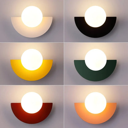 "Modern Nordic semicircle wall lamp in 6 colors, sleek design with touch switch, perfect for contemporary home lighting."