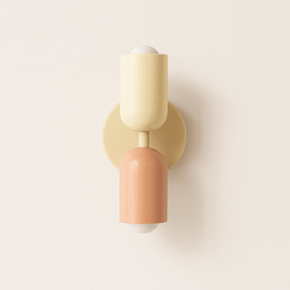 "Modern Nordic wall lamp with colorful metal design, dual light source, and sleek finish for contemporary interiors."