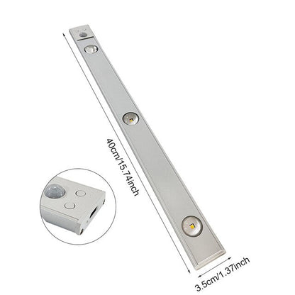 "Motion Sensor LED Light Fixture, wireless, adjustable, sleek design in black, perfect for lighting hallways and living rooms